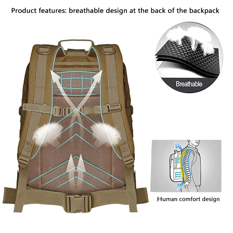 Tactical Outdoor Backpack-Size 45L- storage capacity