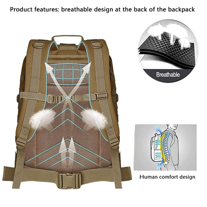 Tactical Outdoor Backpack-Size 45L- storage capacity