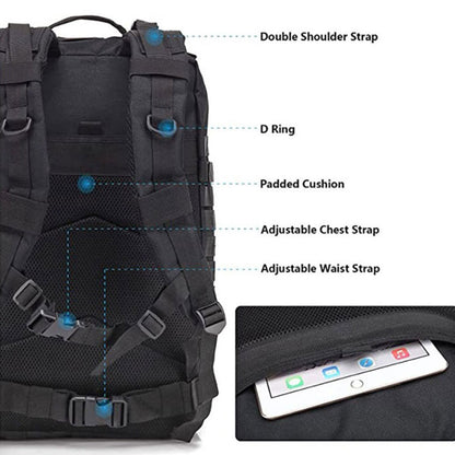 Tactical Outdoor Backpack-Size 45L- storage capacity
