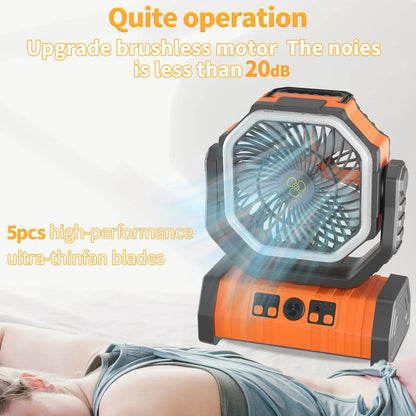 Multi-functional large capacity Camping Fan with LED light-20000mah-Oscillating